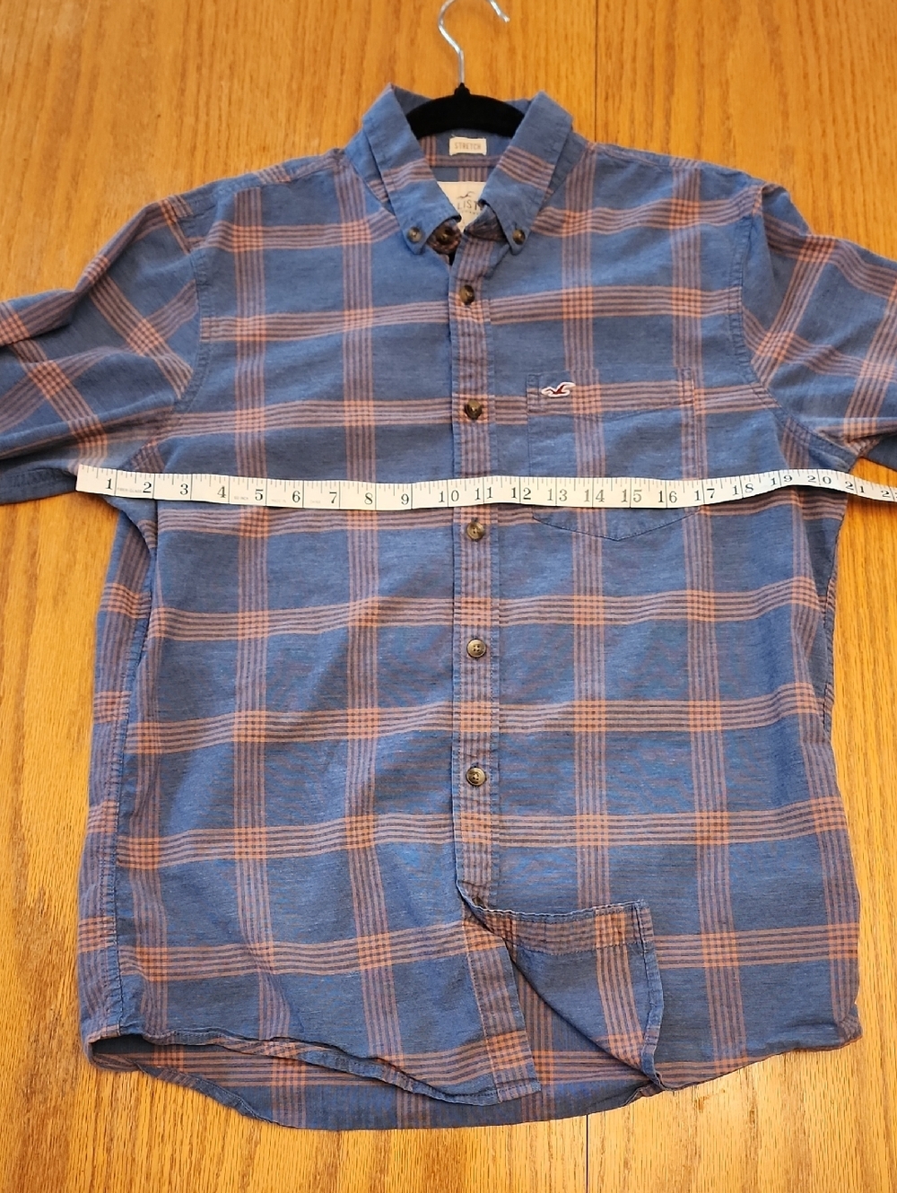Hollister Blue & Orange Plaid Button-Down Shirt - Picture 9 of 11